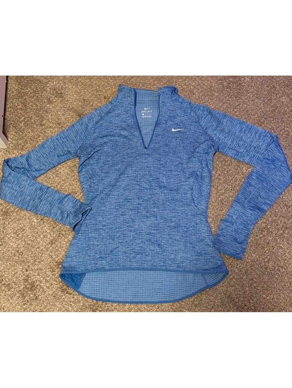 Nike Dri-FIT Women’s Blue Heathered Running 1/4 Zip Pullover Size Small
